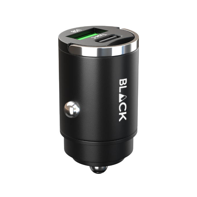 BLACK Power C 2 in 1 Fast Car Charger Metal 100W with USB A and C, 1Yr warranty