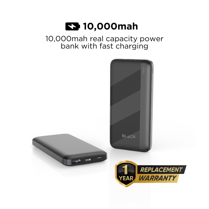 BLACK PowerMove S Power Bank with Fast Charging 10,000mAh, 1Yr warranty