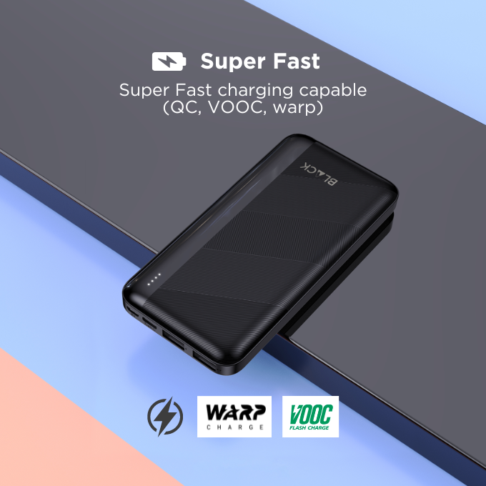 BLACK PowerMove S Power Bank with Fast Charging 10,000mAh, 1Yr warranty