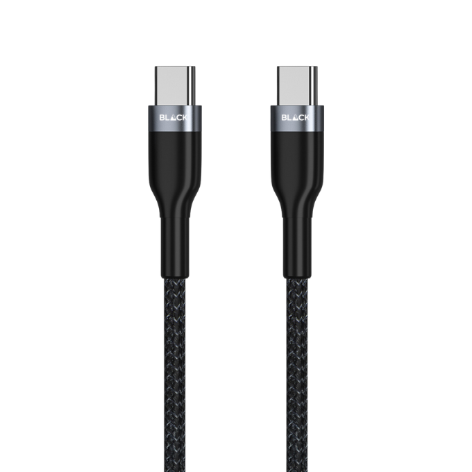 BLACK Cable Strong & Fast Nylon USB C to C, 25000+ bends, 60W, 1.2m, 1Yr warranty